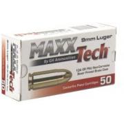 Maxxtech 124gr FMJ 9mm Brass Cased Ammunition 50