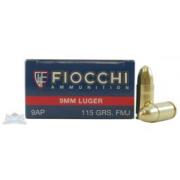 Fiocchi 9mm Ammo 115 Grain FMJ 50rds 9AP