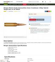 Berger Match Grade Ammunition 6mm Creedmoor