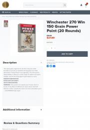 Winchester Ammunition 270 Winchester 150 Grain