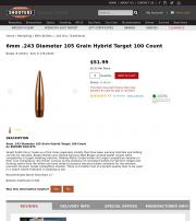 Berger 6mm 243 Diameter 105 Grain Hybrid Target