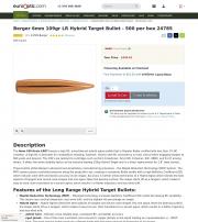 Berger 6mm 109gr LR Hybrid Target Bullet 500 per