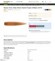 Berger 6mm 105gr Match Hybrid Target 500pk 24733
