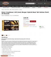 6mm Creedmoor 105 Grain Berger Hybrid Boat Tail