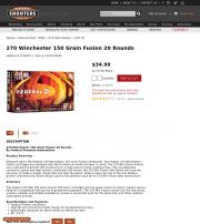 270 Winchester 150 Grain Fusion 20 Rounds