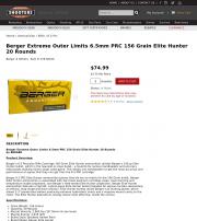Berger Extreme Outer Limits 6 5mm PRC 156 Grain