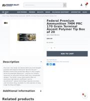 Federal Ammunition 7MM PRC 170 Grain Terminal