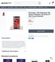 Hornady 243 Diameter 80 Grain Polymer Tip ELD VT