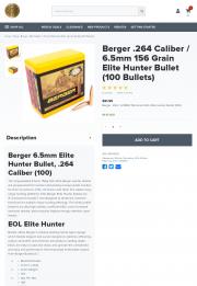 Berger Elite Hunter Bullets 0 264 264 Caliber 6