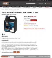 VihtaVuori N140 Smokeless Rifle Powder 8 lbs