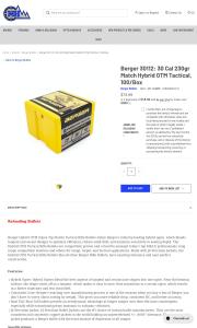 Berger 30112 30 Cal 230gr Match Hybrid OTM