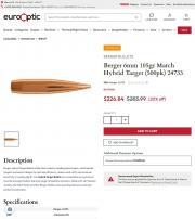 Berger 6mm 105gr Match Hybrid Target 500pk 24733