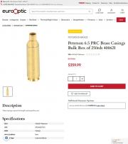 Peterson 6 5 PRC Brass Casings Bulk Box of