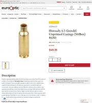 Hornady 6 5 Grendel Unprimed Casings 50 Box