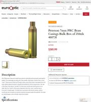 Peterson 7mm PRC Brass Casings Bulk Box of