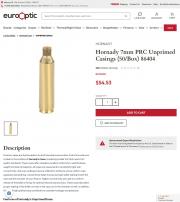 Hornady 7mm PRC Unprimed Casings 50 Box 86404
