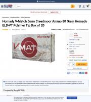 Hornady V Match 6mm Creedmoor Ammo 80 Grain
