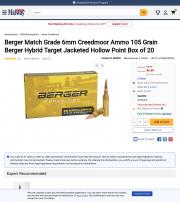 Berger Match Grade 6mm Creedmoor Ammo 105 Grain