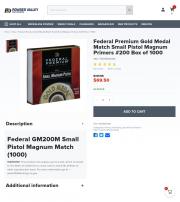 Federal GM200M Small Pistol Magnum Match 1000
