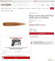 Berger 6 5mm 156gr EOL Elite Hunter Box of 100