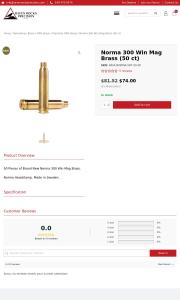 Norma 300 Win Mag Brass 50 ct