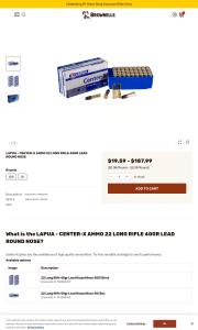LAPUA CENTER X AMMO 22 LONG RIFLE 40GR LEAD