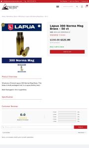 Lapua 300 Norma Mag Brass 50 ct