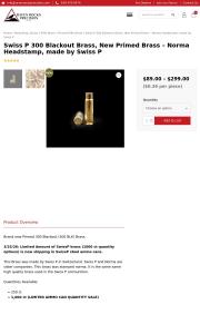 Swiss P 300 Blackout Brass New Primed Brass