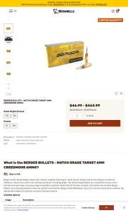 BERGER BULLETS 6MM CREEDMOOR 105GR HYBRID TARGET