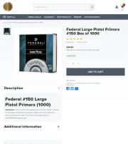 Federal Large Pistol Primers 150 Box of 1000