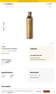 LAPUA 6 5 PRC Brass 100 Box