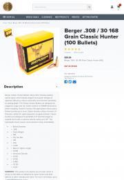 Berger Classic Hunter Bullets 0 308 30 Caliber 7