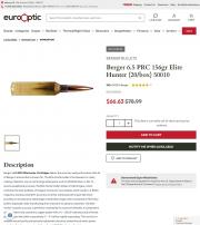 Berger 6 5 PRC 156gr Elite Hunter 20 box 50010