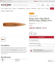 Berger 6mm 105gr Match Hybrid Target 500pk 24733