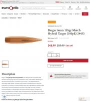 Berger 6mm 105gr Match Hybrid Target 100pk 24433