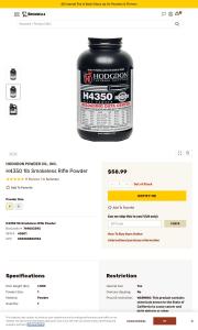HODGDON POWDER CO INC H4350 1lb Smokeless Rifle