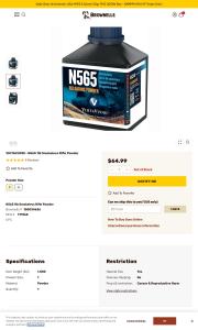 VIHTAVUORI N565 1lb Smokeless Rifle Powder